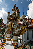 Bangkok Wat Arun - giant demons guarding the gate to the ubosot. These demons are the villains in the Ramakien drama, the Thai version of the Hindu Ramayana epic.